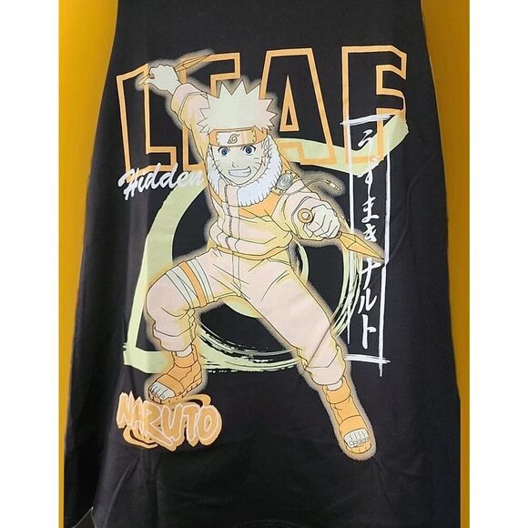 Naruto Anime Vintage Graphic Tank Tee Shirt XL Black New Excellent CR10 Nice - Picture 1 of 4